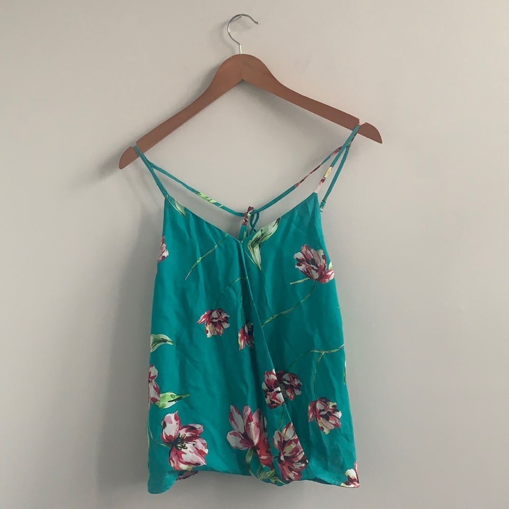 Parker Floral Print Silk Wrap Front Tank